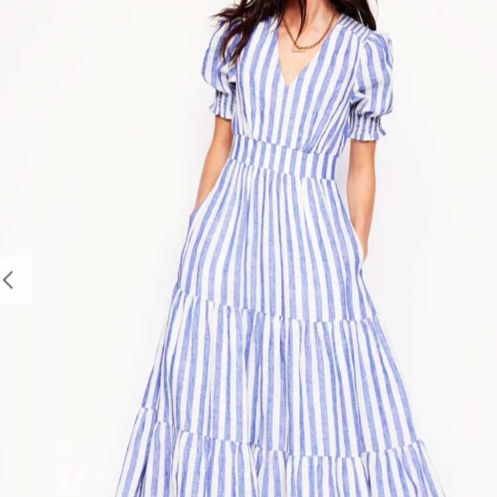 Blue and White Striped Maxi Dress